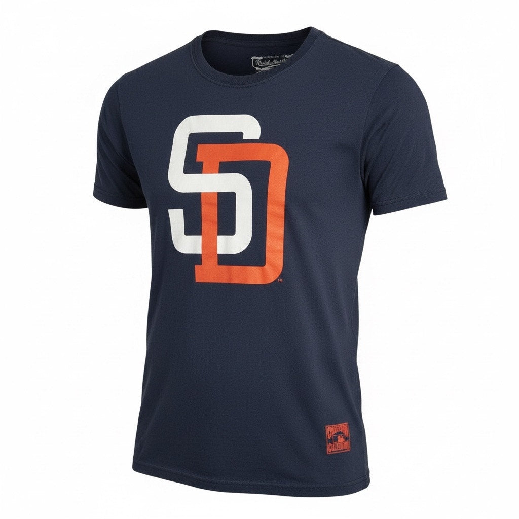 Mitchell & Ness Padres SD Logo Tee Navy MLB Streetwear Athletic New