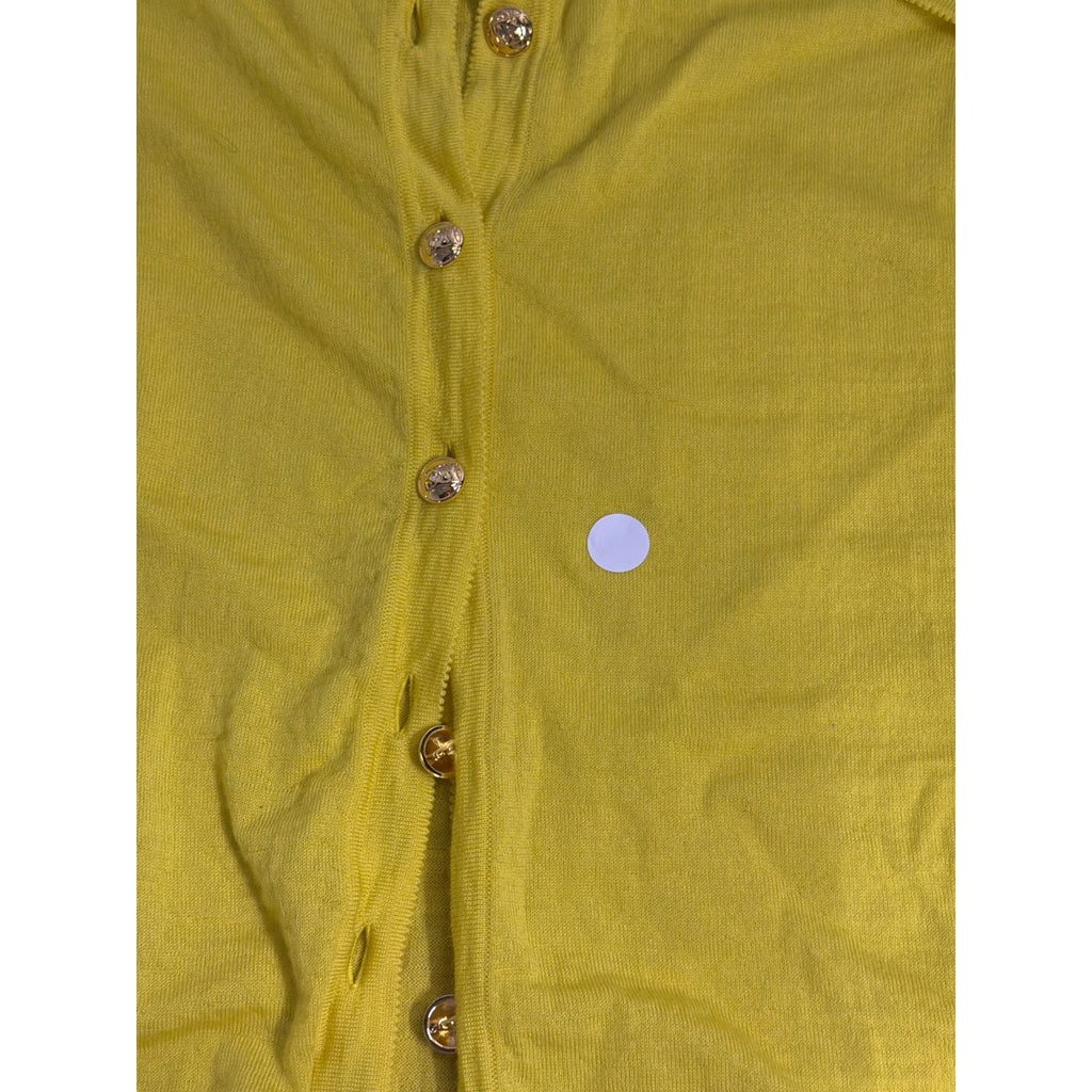 Escada Chartreuse Button Front Knit Cardigan Size L Made in Italy