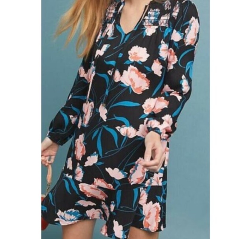 Just in 💫| Maeve by Anthropologie Women Ragonda Dress Floral Black Motif SZ 00