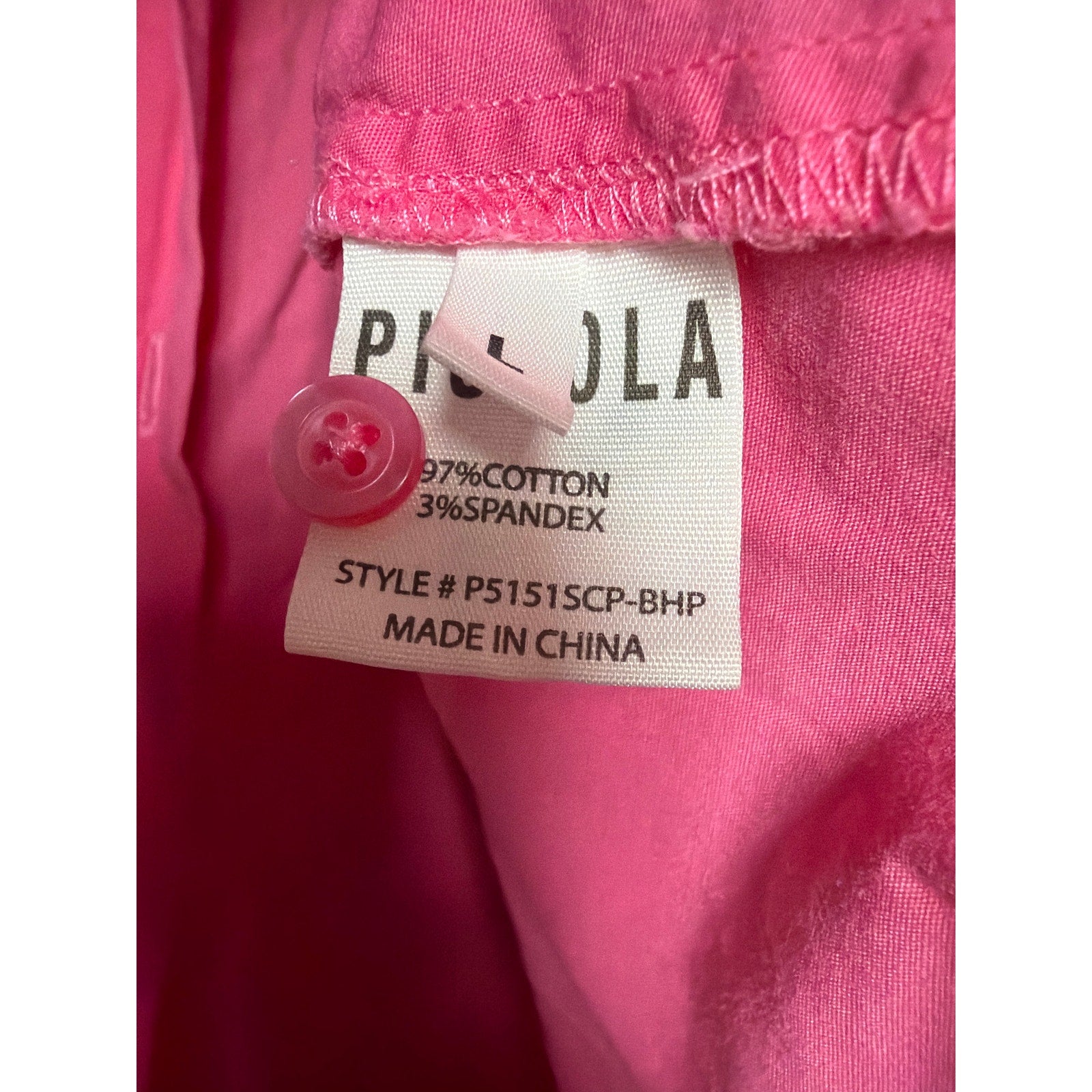 Pistola Pink Button Down Shirt Large Stretch Cotton Oversized