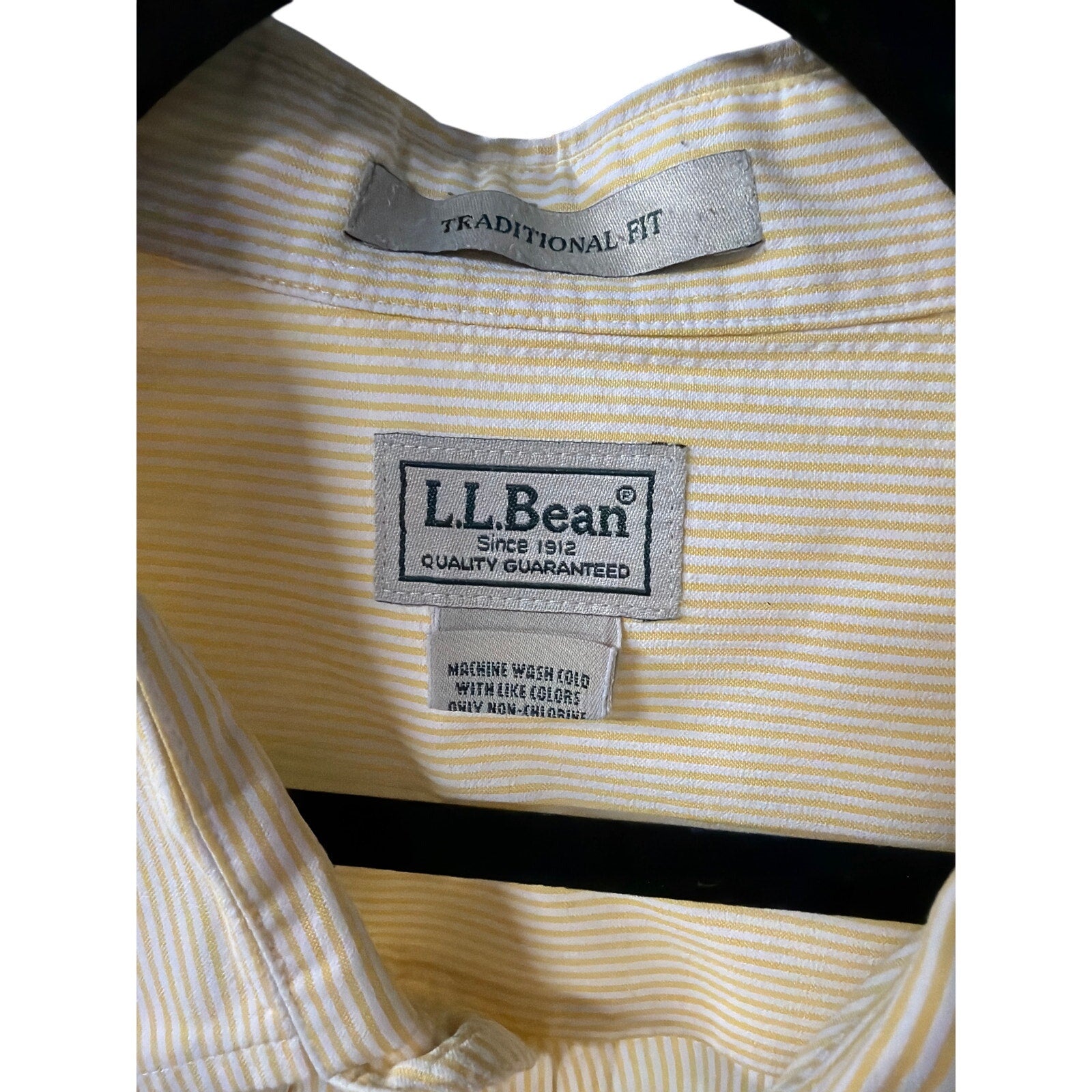 L.L.Bean XXL Yellow Stripe Button Down Preppy Coastal Classic