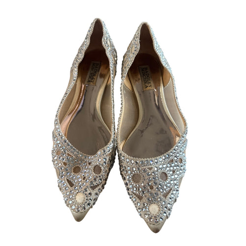 Badgley Mischka Gigi Crystal Pointed-Toe Evening Flat 6.5
