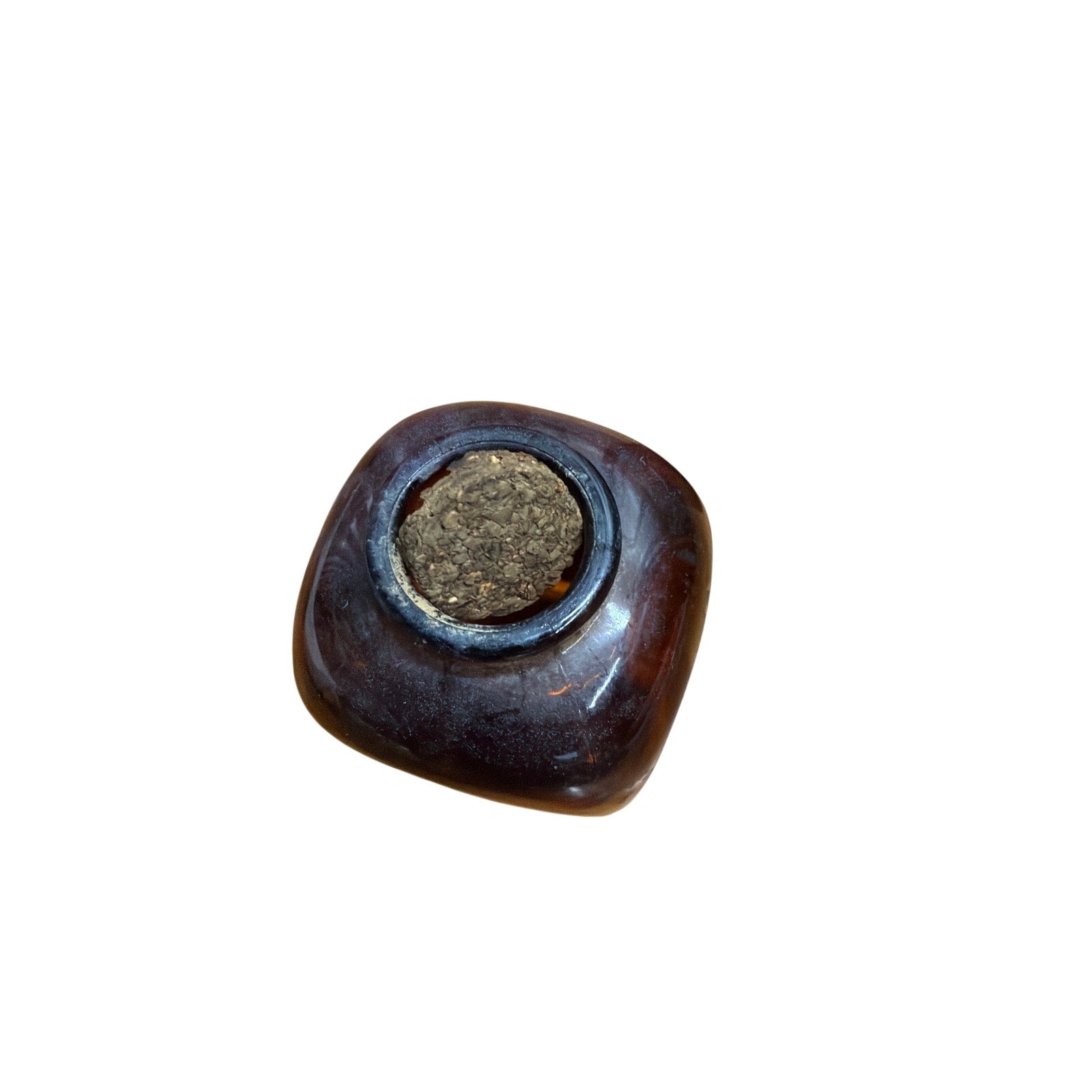 Vintage Levi Garrett & Sons Amber Snuff Bottle Jar Cork Scotch Rappee Empty