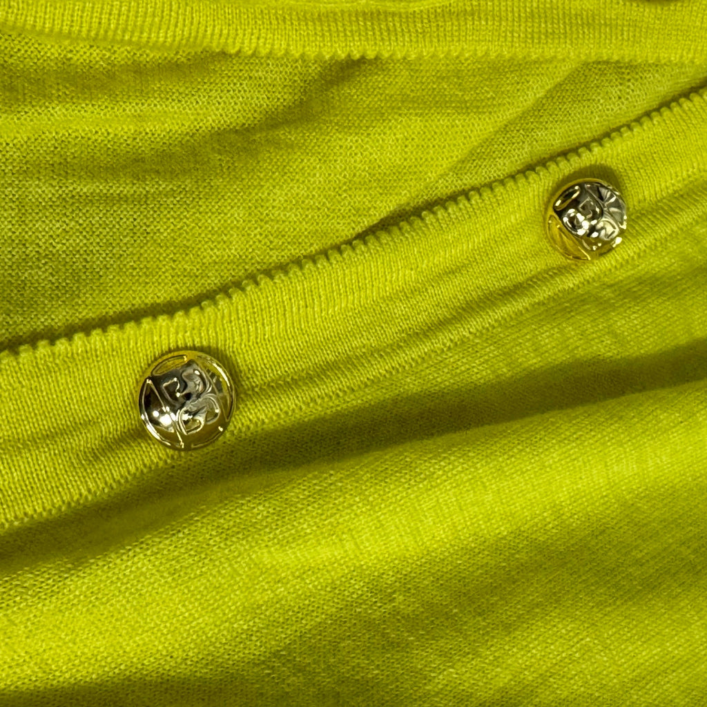 Escada Chartreuse Button Front Knit Cardigan Size L Made in Italy