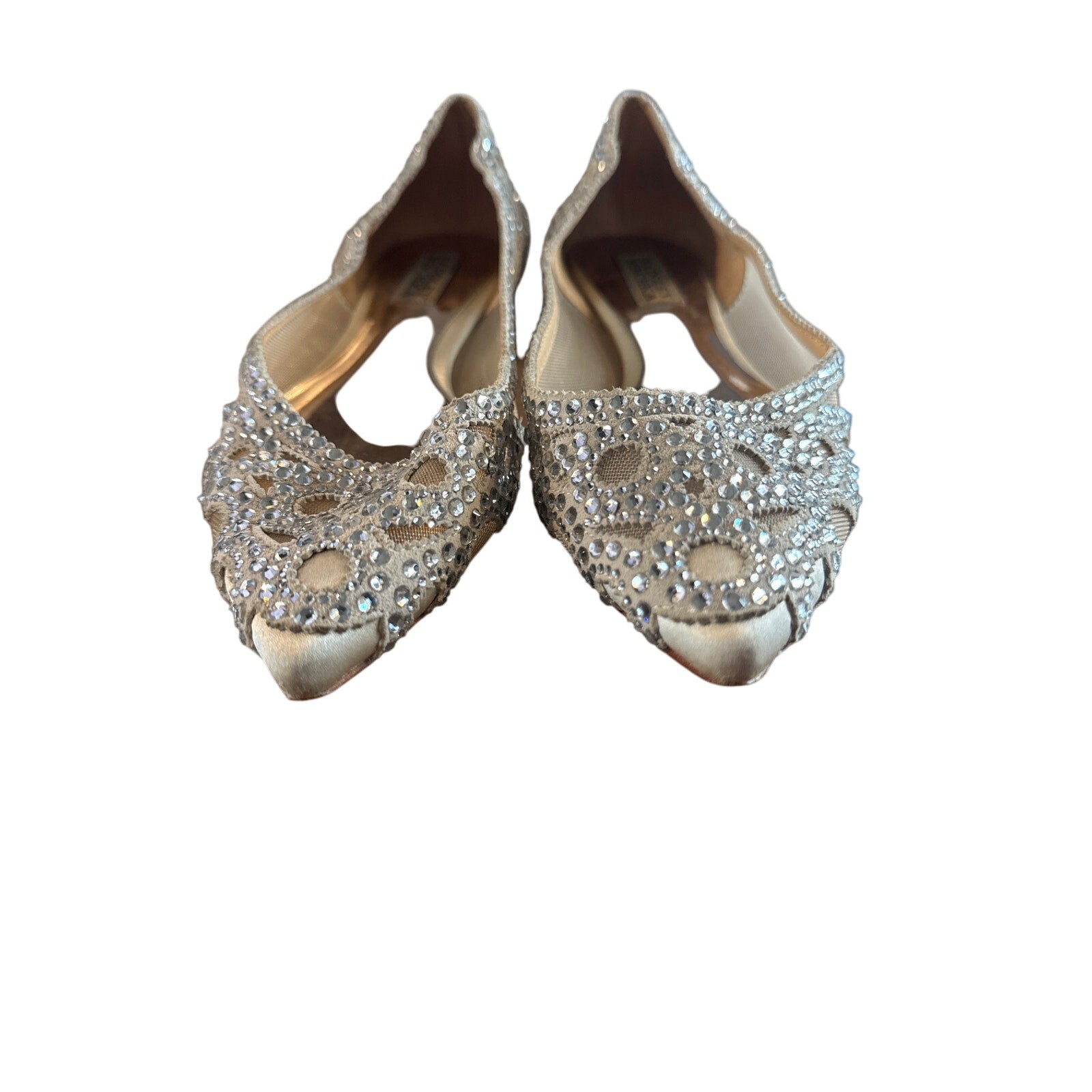 Badgley Mischka Gigi Crystal Pointed-Toe Evening Flat 6.5