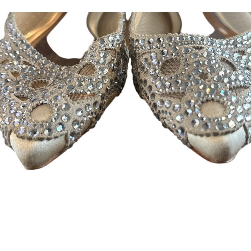 Badgley Mischka Gigi Crystal Pointed-Toe Evening Flat 6.5