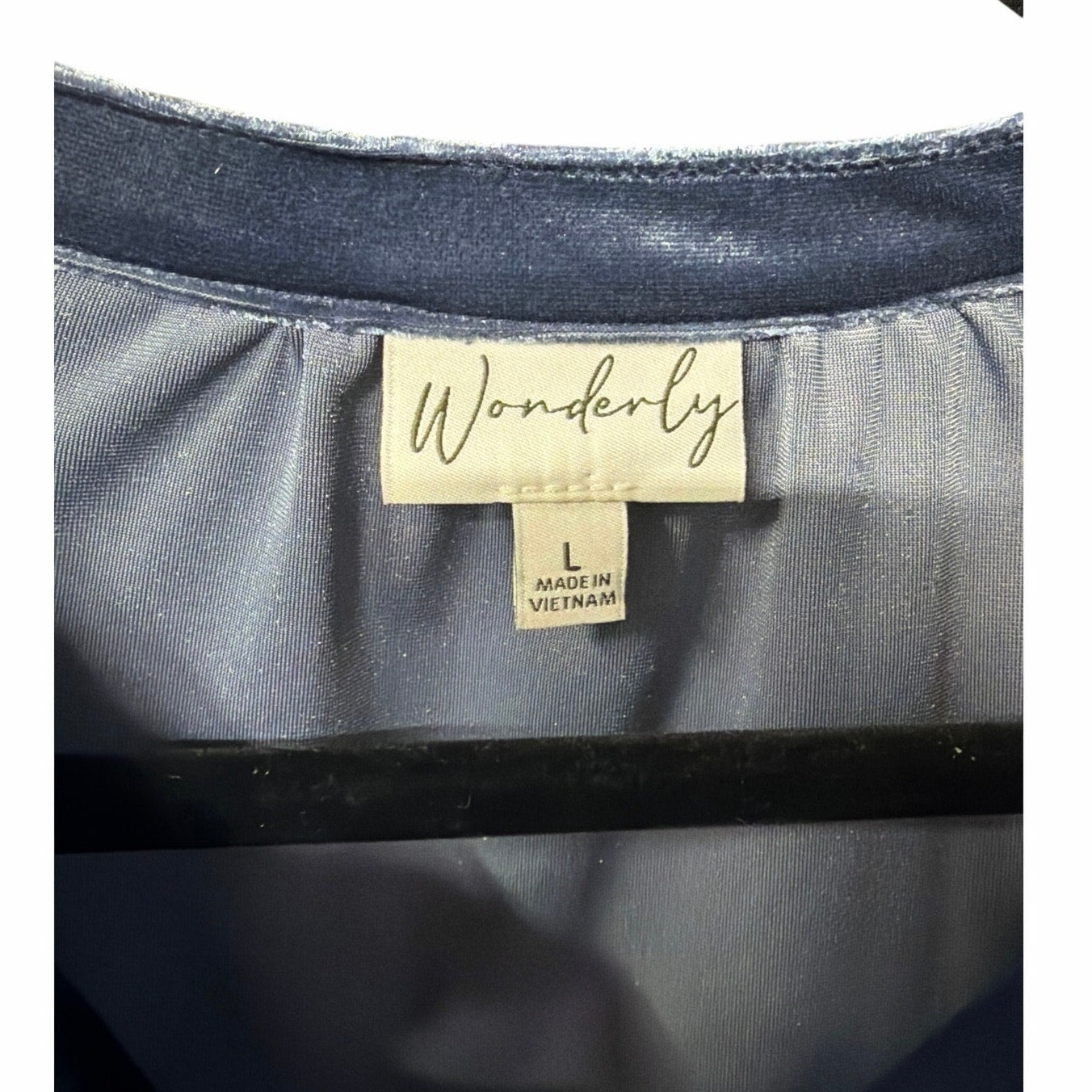 Wonderly Blue Velvet Tunic Dress Large Boho Romantic Effortless Airy