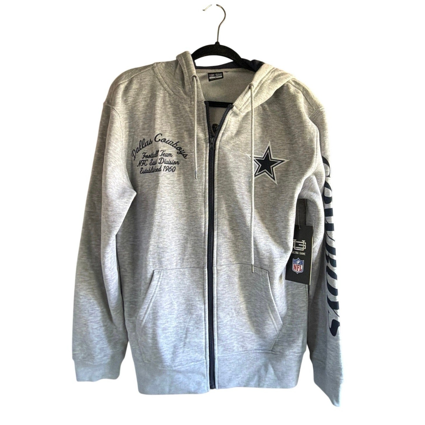 Dallas Cowboys NFL Zip Hoodie NWT Gray Football Team M