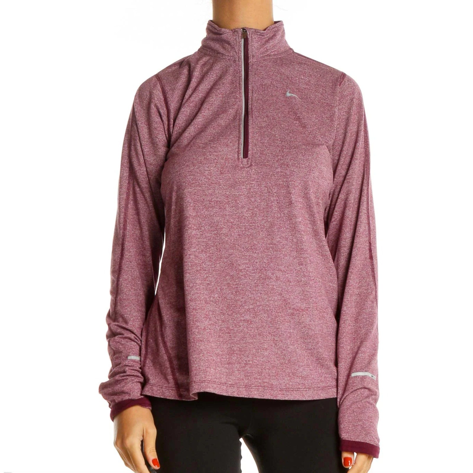 Nike Red Zip Up Thumb Hole Sweatshirt sz M