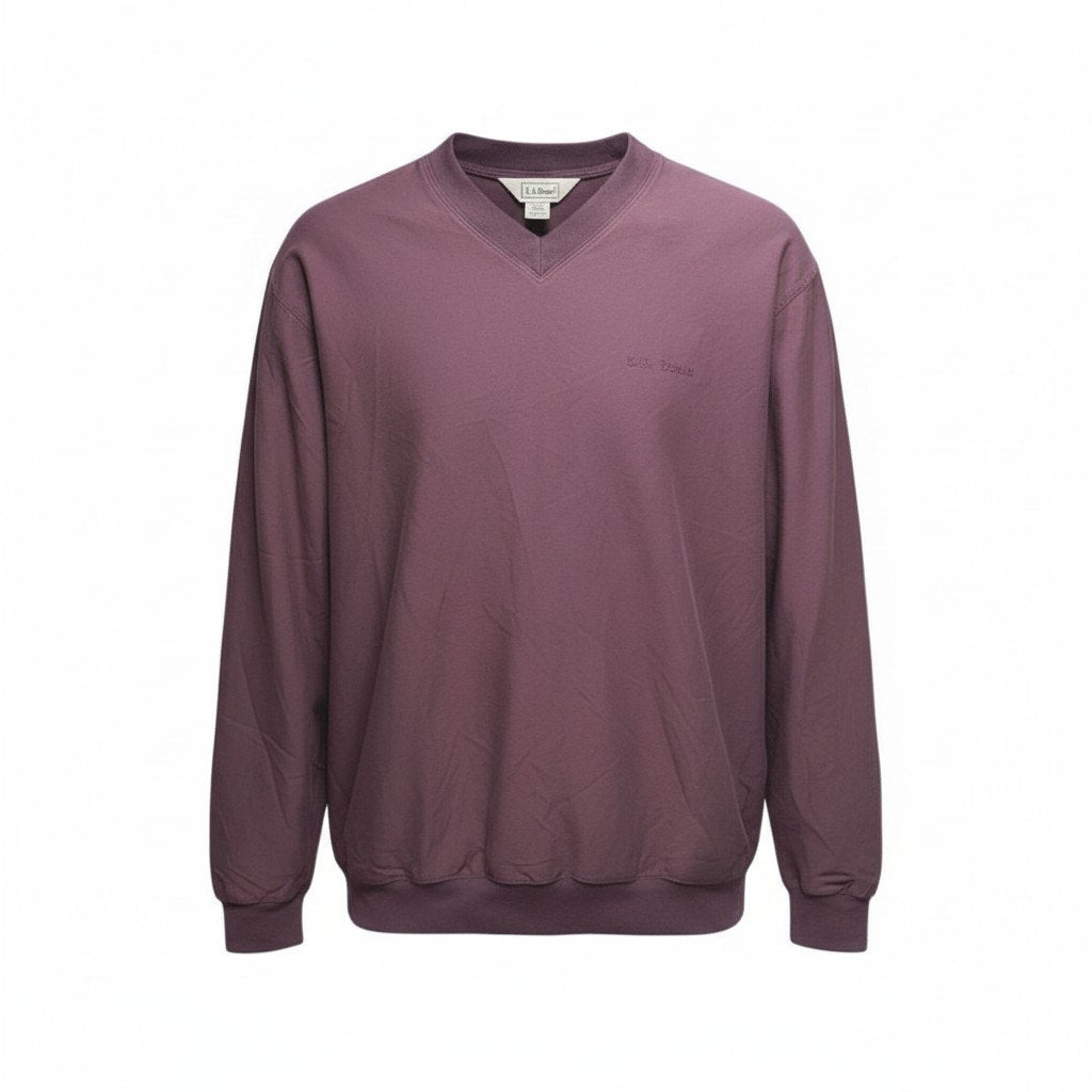 L.L. Bean Mens Mauve V Neck Pullover Sweatshirt Classic Outdoor Size XL