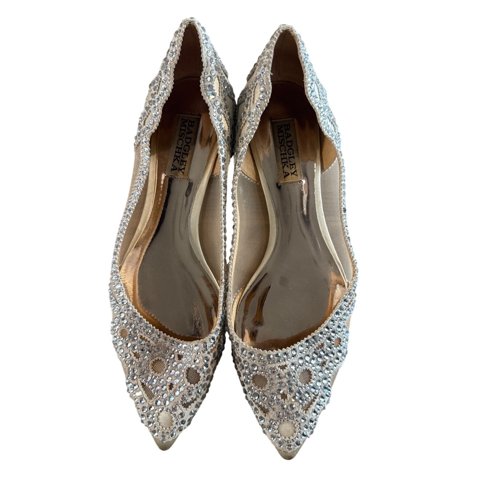 Badgley Mischka Gigi Crystal Pointed-Toe Evening Flat 6.5