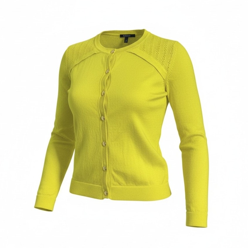 Escada Chartreuse Button Front Knit Cardigan Size L Made in Italy