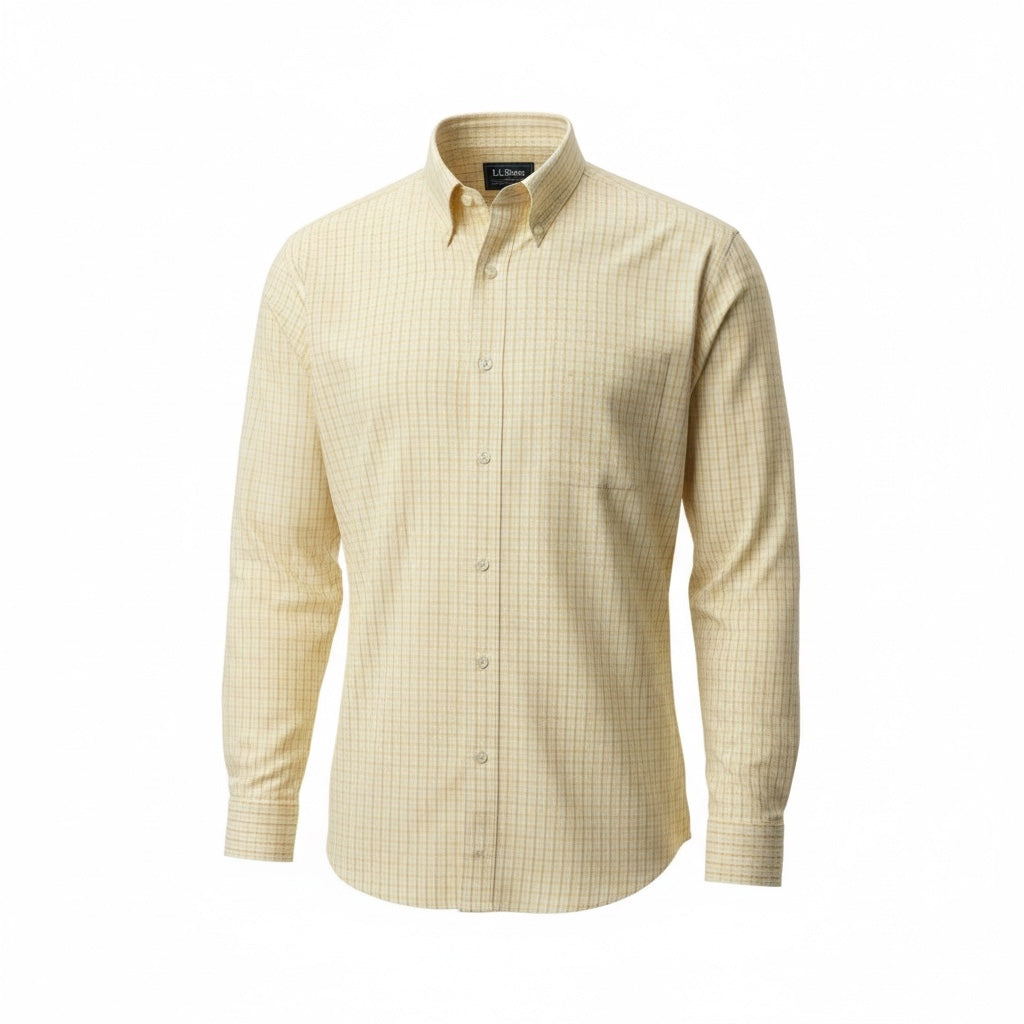 L.L.Bean XXL Yellow Stripe Button Down Preppy Coastal Classic