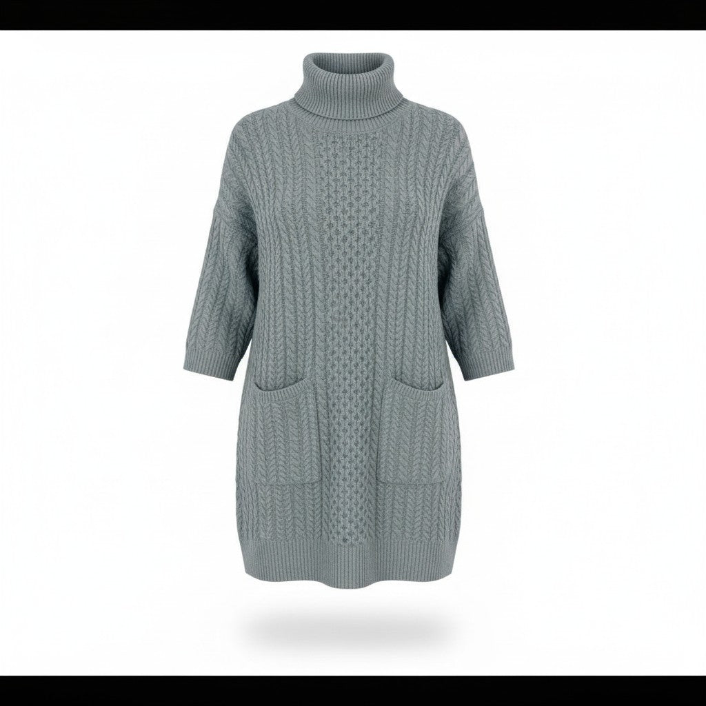 Elliatt Pleasure Cable Knit Turtleneck Sweater Dress sz XS
