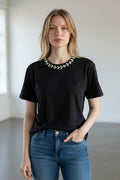 Romeo & Juliet Couture Embellished Black Top Medium