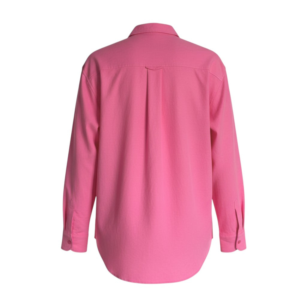 Pistola Pink Button Down Shirt Large Stretch Cotton Oversized