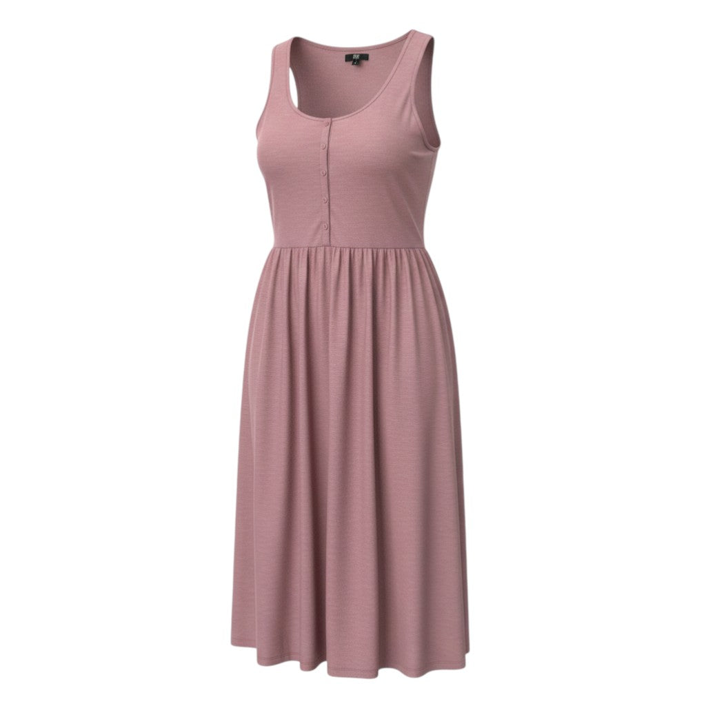 Frye Mauve Sleeveless Henley Midi Dress
