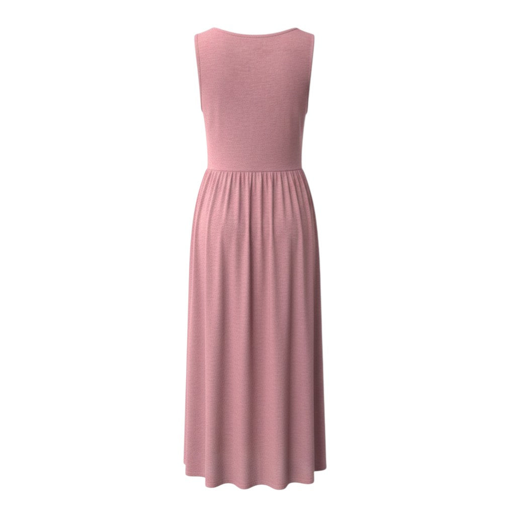 Frye Mauve Sleeveless Henley Midi Dress