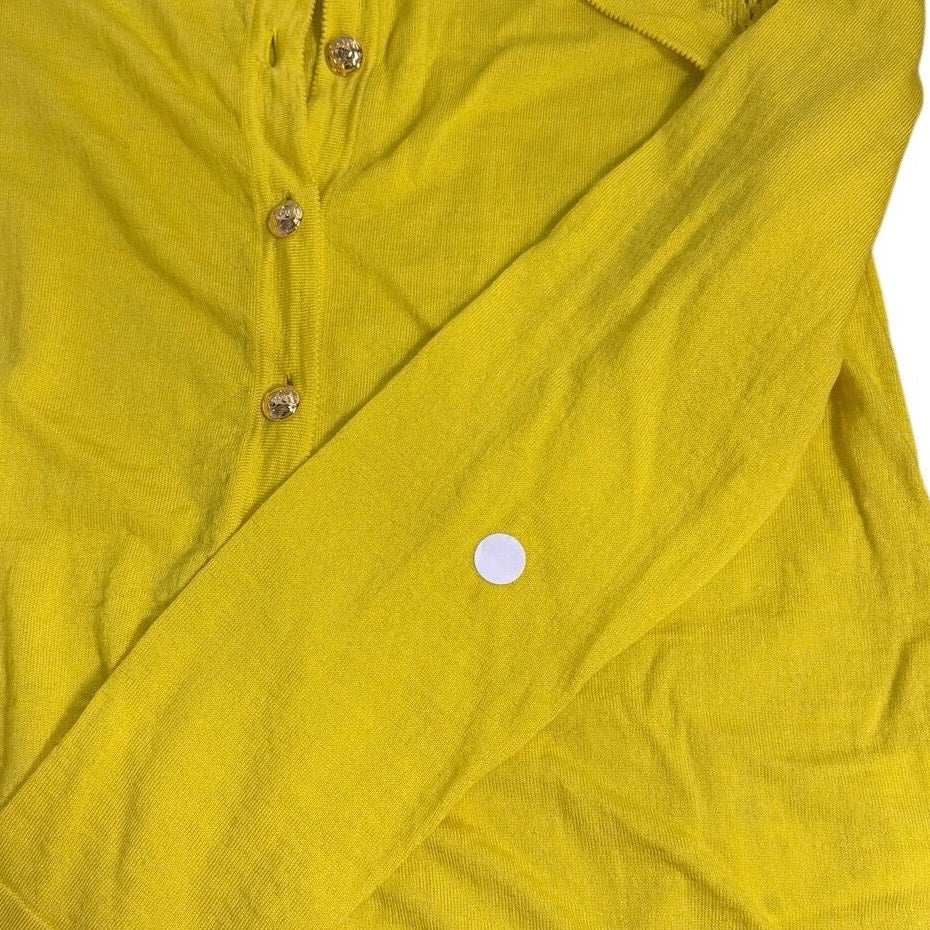 Escada Chartreuse Button Front Knit Cardigan Size L Made in Italy
