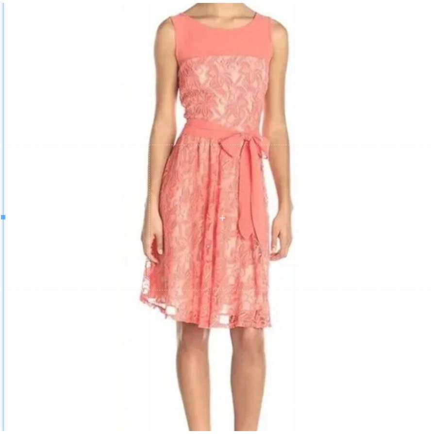 J Taylor Coral Lace Belted Dress Size 16 Spring Wedding Romantic