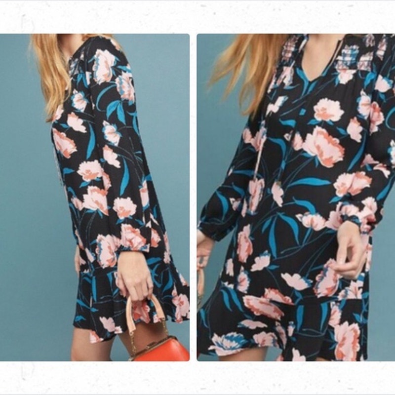 Just in 💫| Maeve by Anthropologie Women Ragonda Dress Floral Black Motif SZ 00