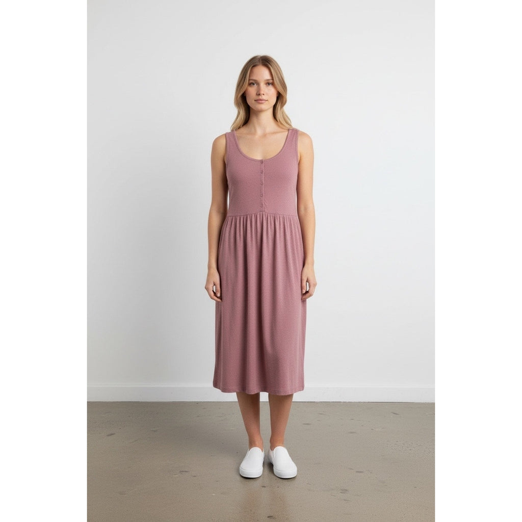Frye Mauve Sleeveless Henley Midi Dress