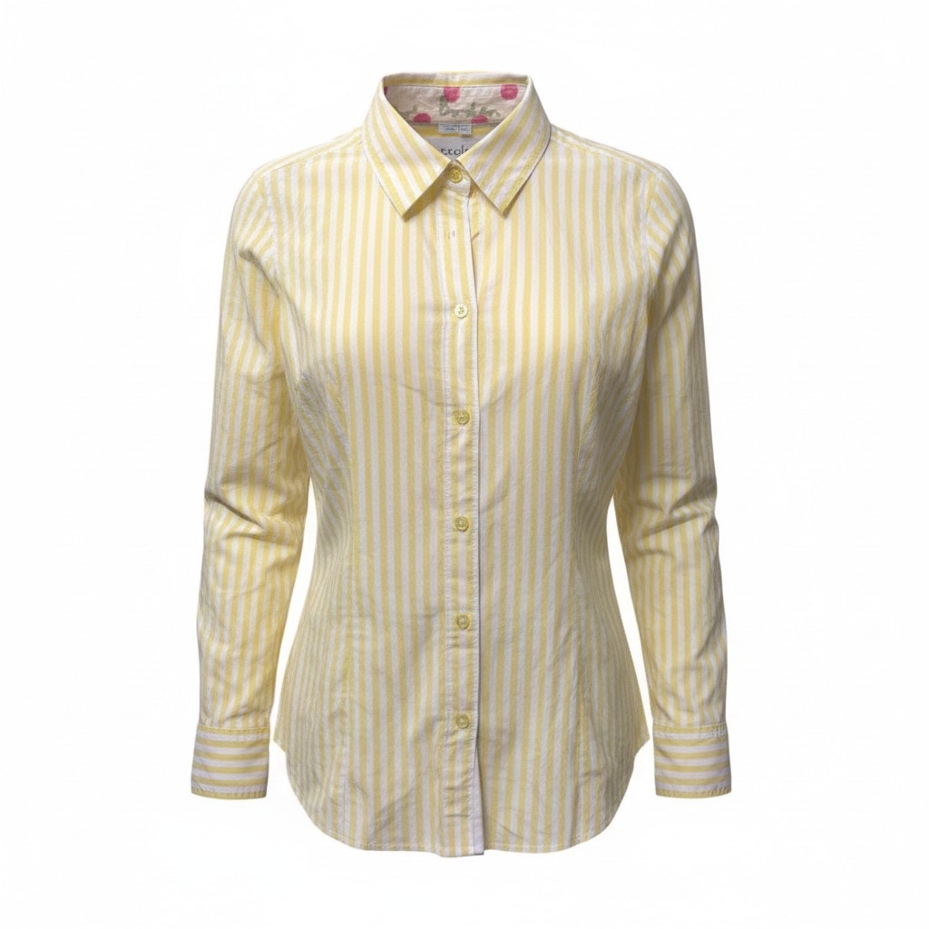 Boden Yellow Stripe Button Shirt Tailored Cotton Preppy Classic Sz 8R