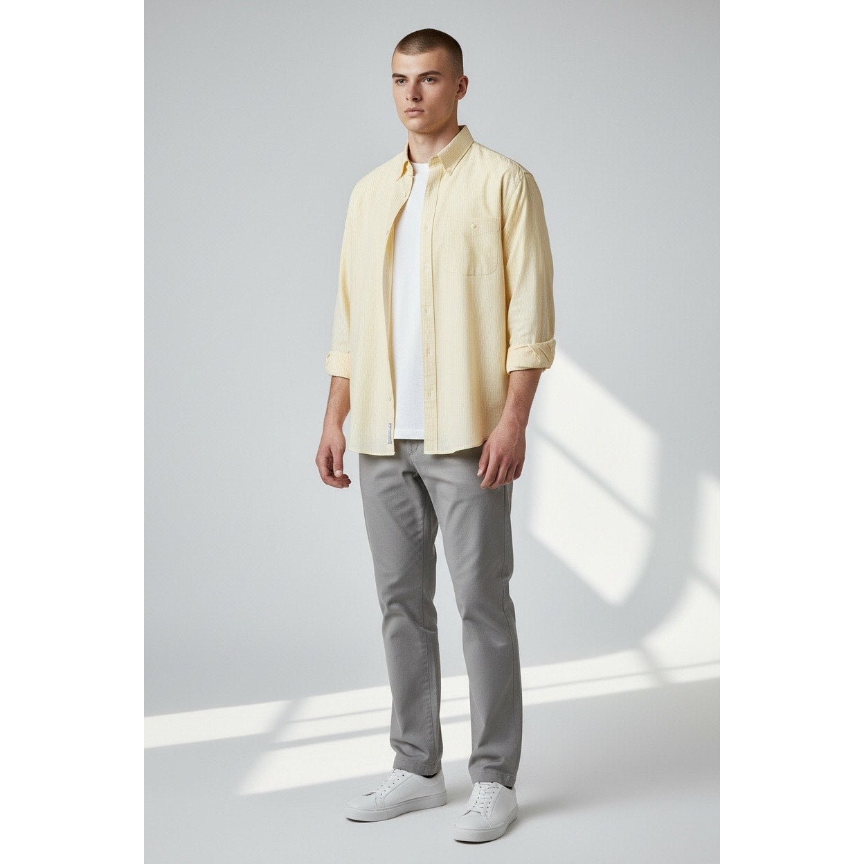 L.L.Bean XXL Yellow Stripe Button Down Preppy Coastal Classic