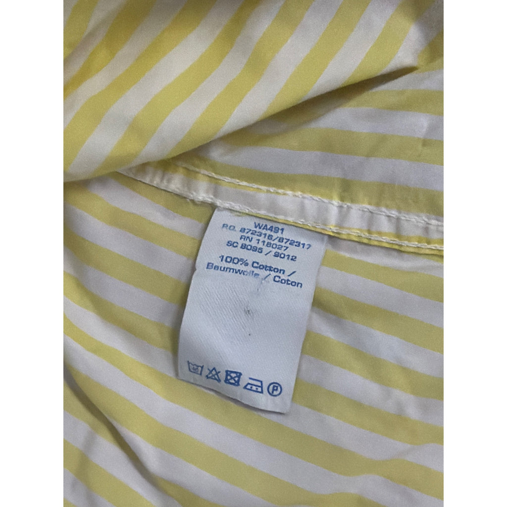 Boden Yellow Stripe Button Shirt Tailored Cotton Preppy Classic Sz 8R